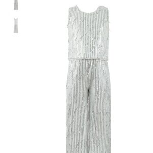 Elegant White Sequin pant top set